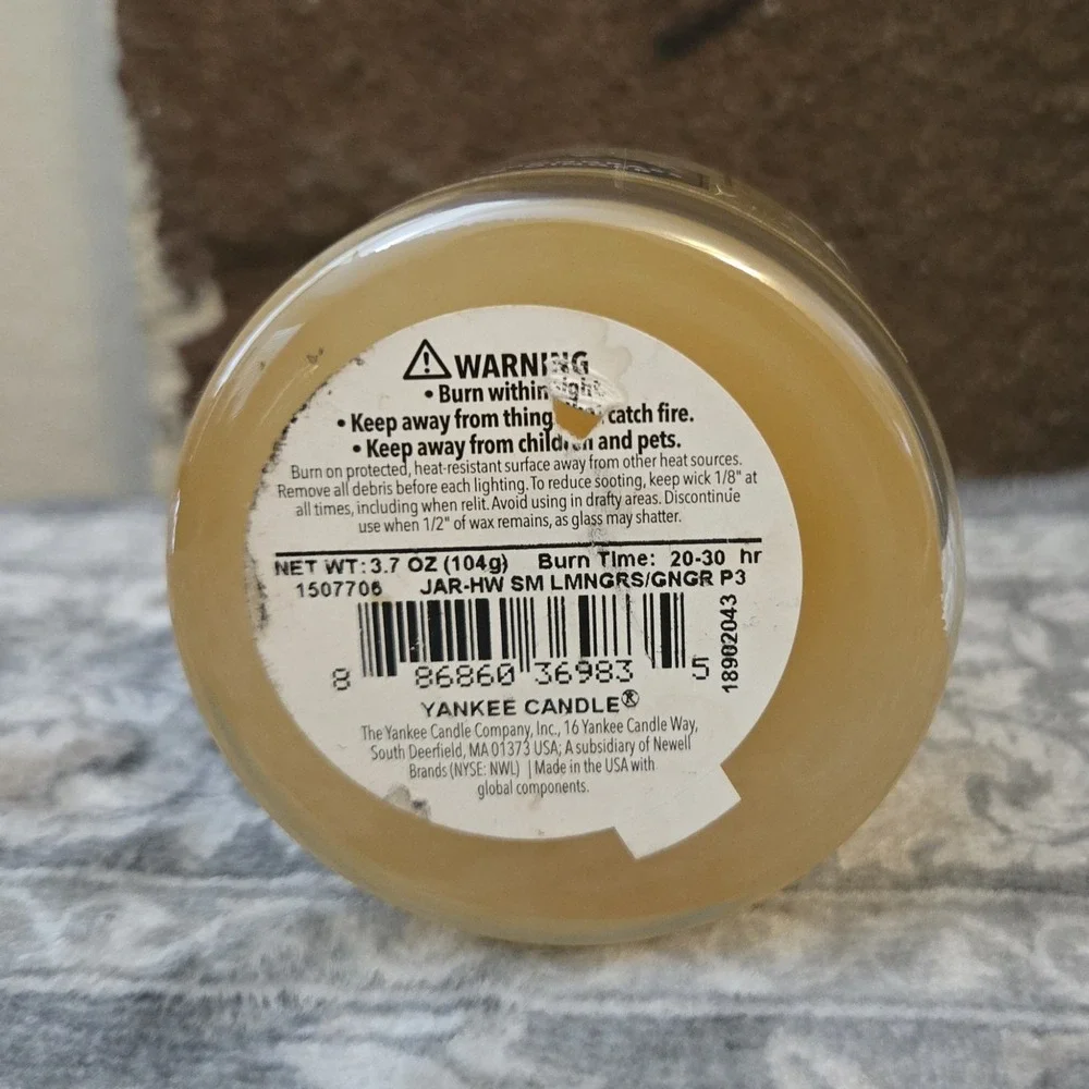 Yankee Candle LEMONGRASS & GINGER 3.7oz Small Jar